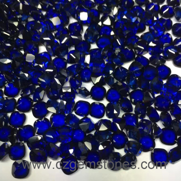 cushion cut lab created blue sapphire
