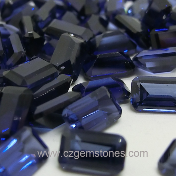lab blue sapphire emerald cut gemstones